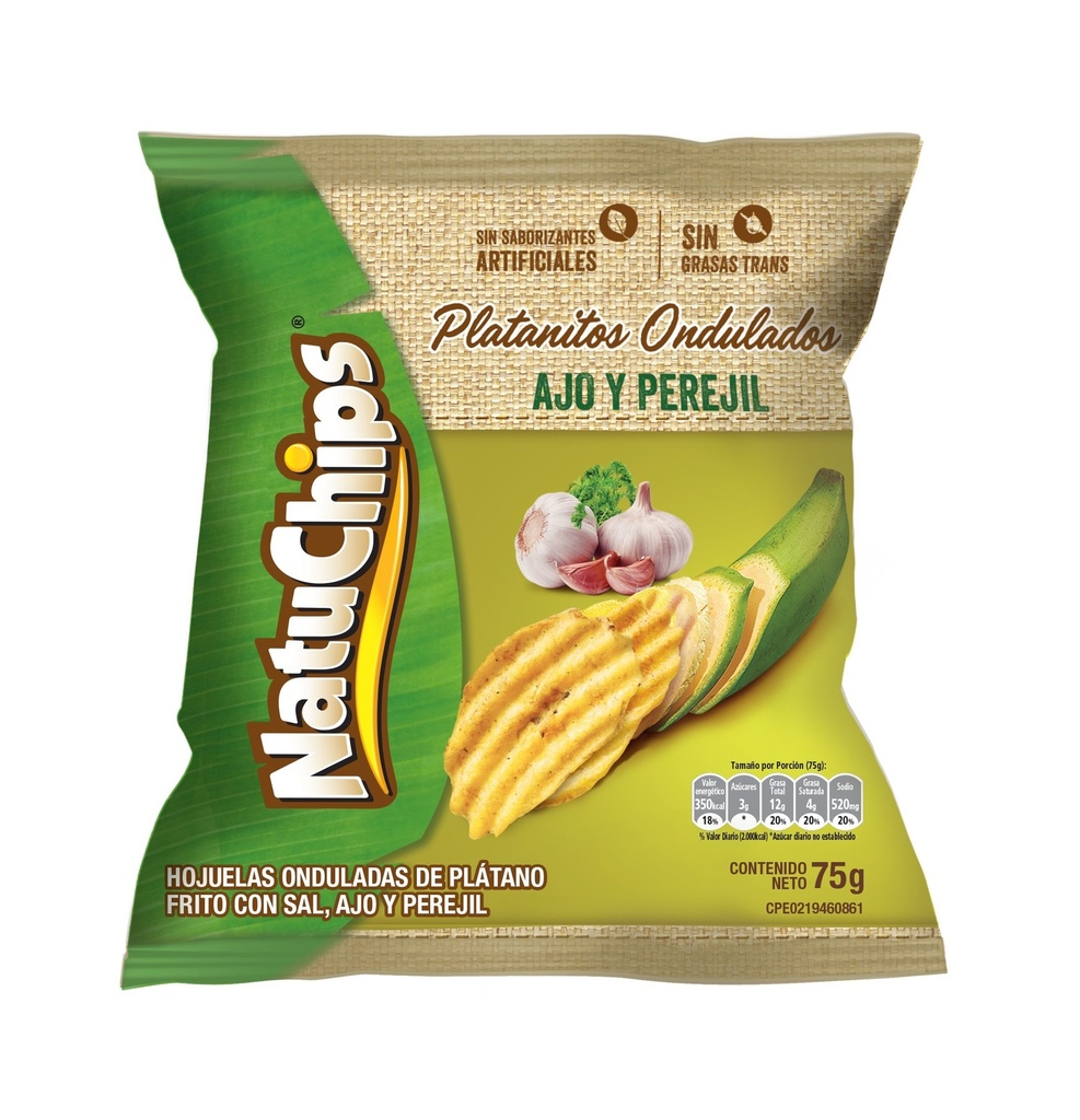 Platanitos Ondulados con Ajo y Perejil Natuchips 75g