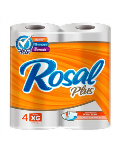 Papel Higiénico Rosal Plus 4 Rollos 400 hojas