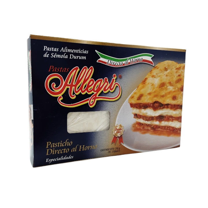 Pasta Para Pasticho Directo al Horno 250g Allegri