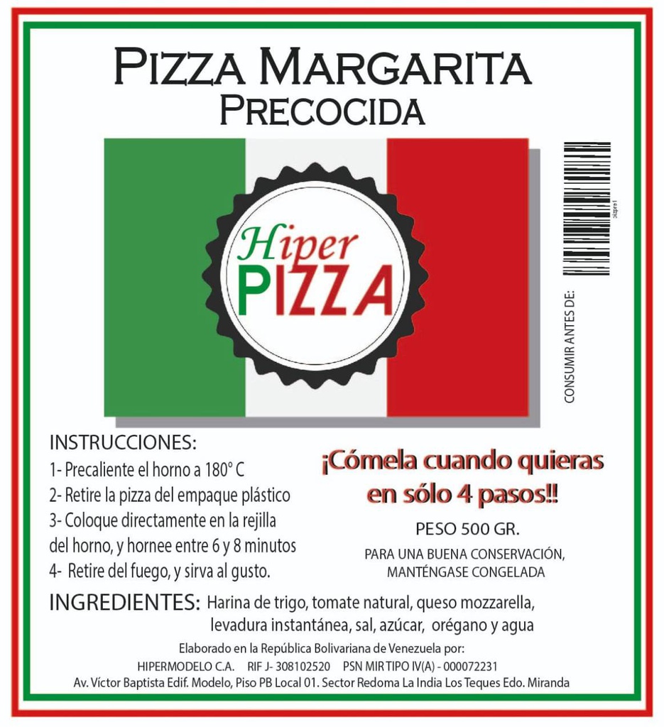 Pizza Margarita Precocida Hipper Pizza