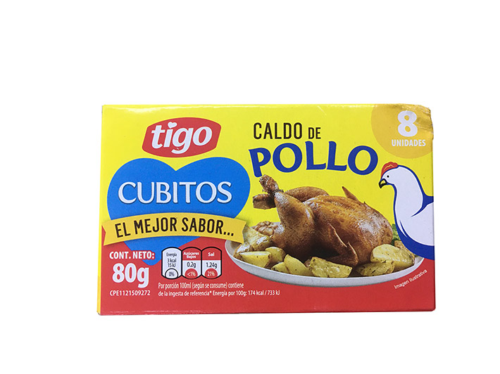 Cubitos de Caldo Pollo Tigo x 8 Unidades 80g