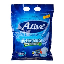[7597597001976] Detergente para todo Tipo de Ropa Blancura Total Alive 500gr