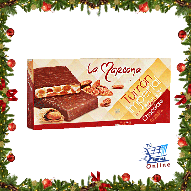 [7591079100225] Turrón con Almendras y Miel Cubierto de Chocolate La Marcona 150g