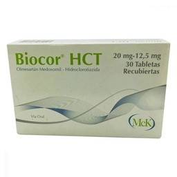 Olmesartán Medoxomil - Hidrocloratiazida Biocor HCT 20mg 30 tabletas recubiertas MCK