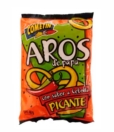 Aros de Papa con Sabor a Cebolla Picante Cometin 60 g