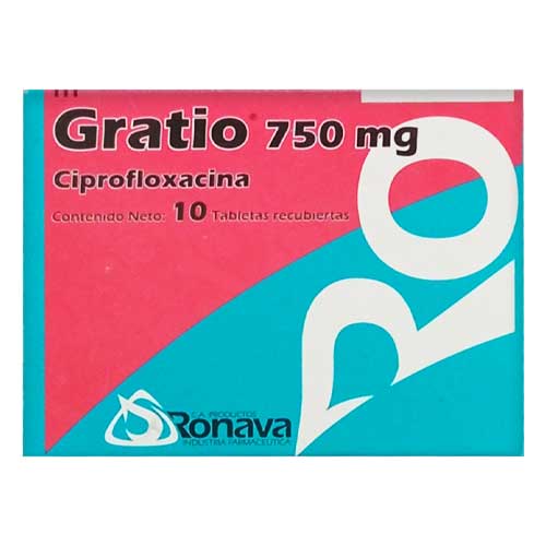 Gratio 750mg (Ciprofloxacina) x 10 Tabletas