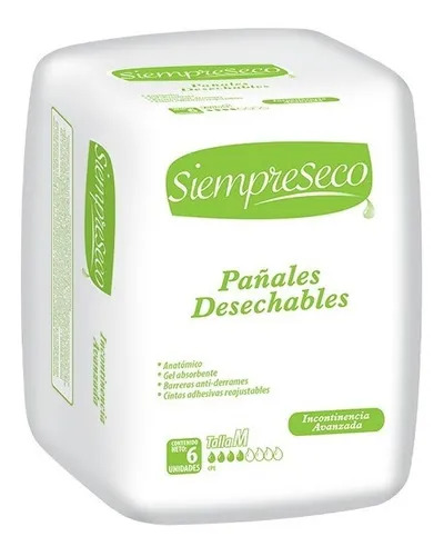 Pañales Desechables SiempreSeco Talla M 6 Unidades