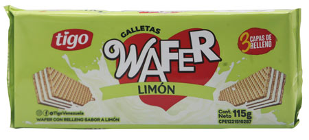 Galletas Wafer con Relleno Sabor a Limón Tigo 115g