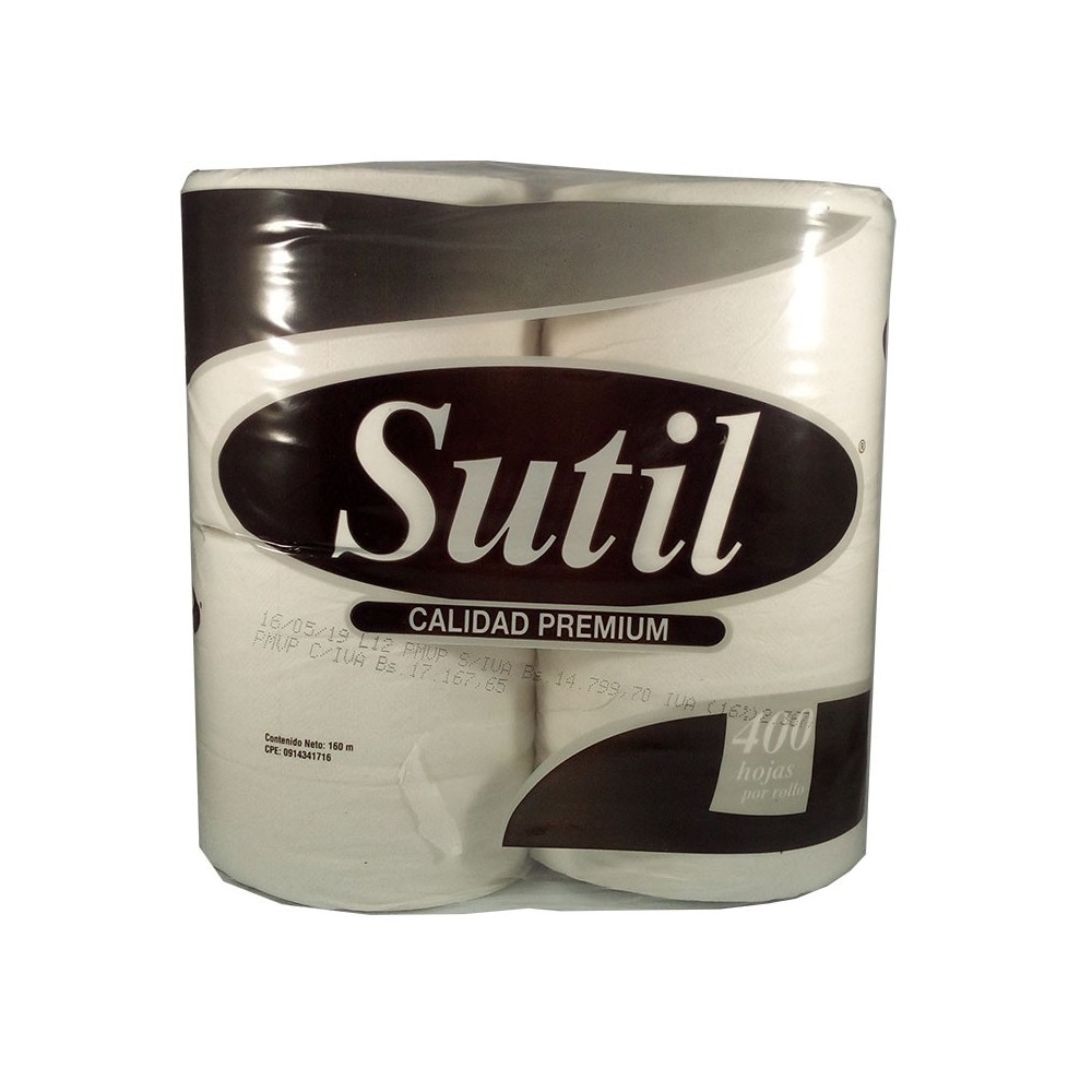 Papel Higienico Calidad Premium Sutil 400 Hojas