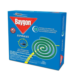 [7591005006010] Baygon Anti-Mosquitos 12 horas Johnson 6 Doble Espirales y Base de Metal