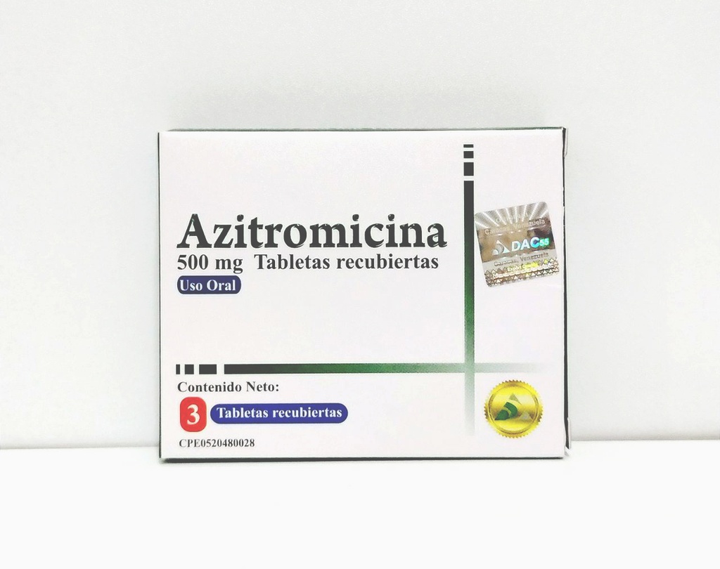 Azitromicina 500mg x3 Tabletas Recubiertas DAC