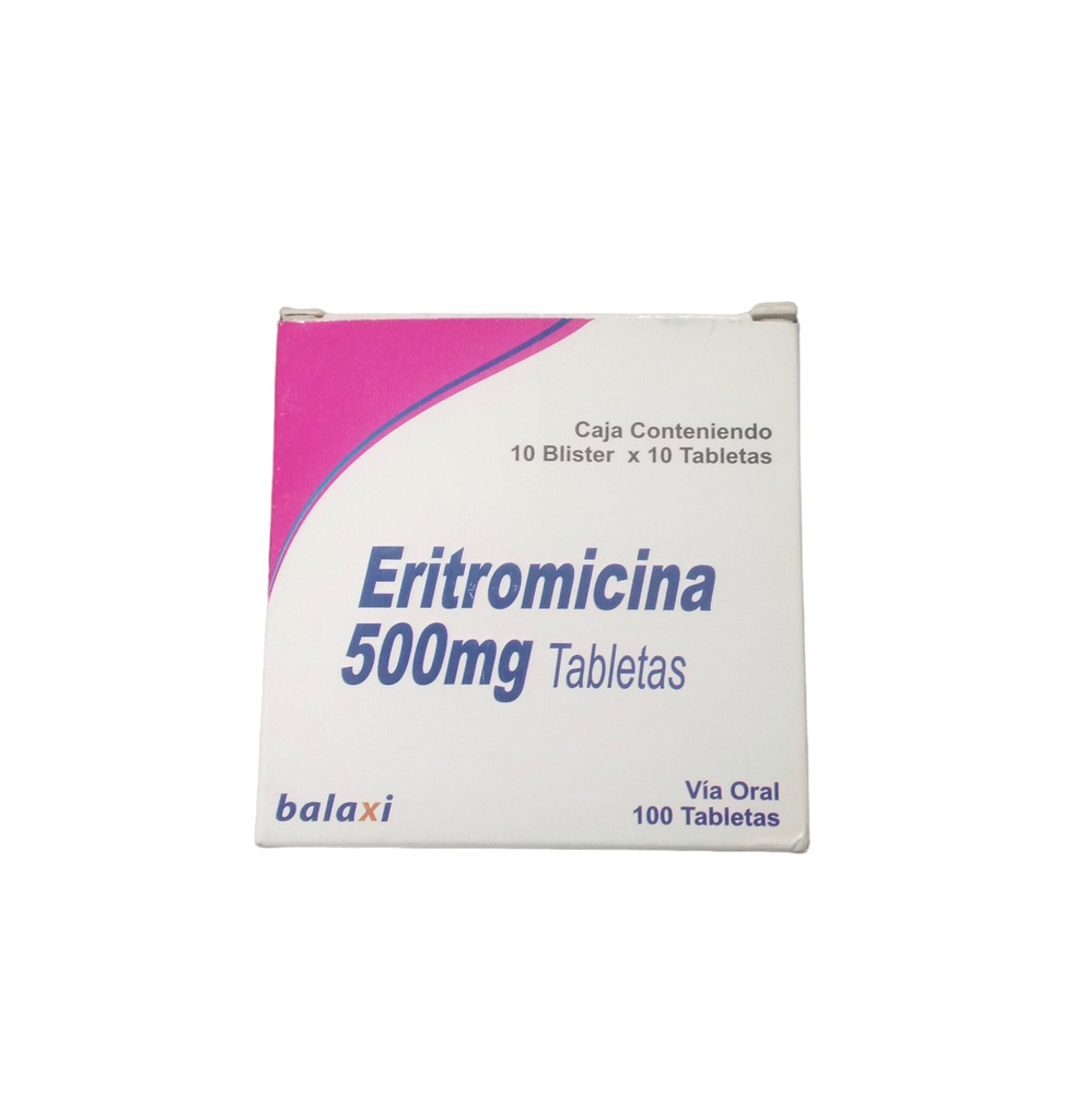 Eritromicina 500mg x 10 Tabletas Balaxi (Blister)