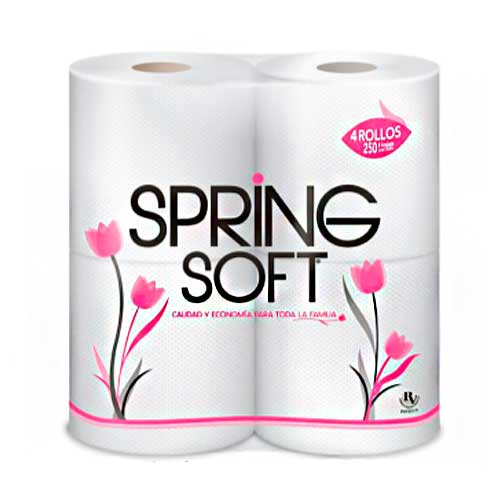 Papel Higienico Spring Soft 250 Hojas Por 4 Rollos