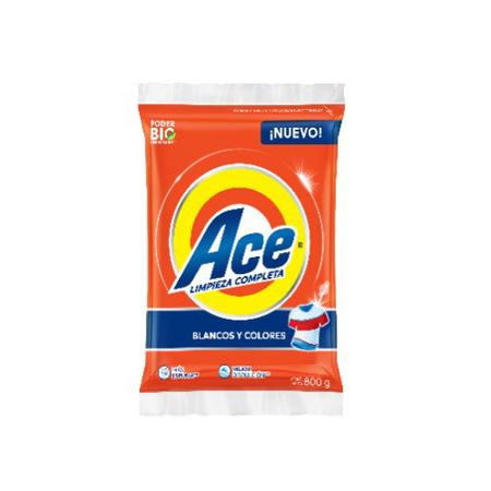 Detergente en Polvo Blancos y Colores Ace 800g