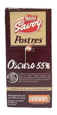 Chocolate oscuro 55% Postres Savoy Nestle 200 g
