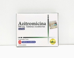[001196] Azitromicina 500mg x3 Tabletas Recubiertas DAC